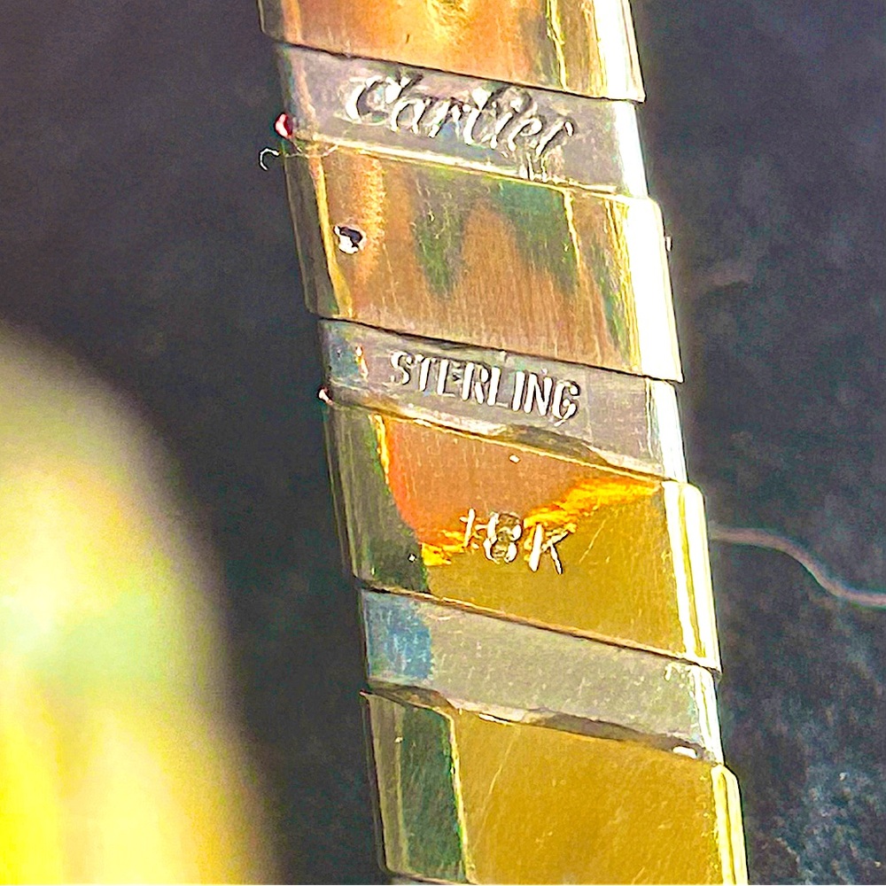 CARTIER VINTAGE & VERY RARE TUBOGAS 18K YELLOW GOLD & Sterling Cuff.  30 Grams - Picture 5 of 12